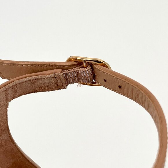 Stuart Weitzman NudistCurve 35 Sandal Size 9 B Adobe Patent Leather Square Toe - Picture 8 of 15